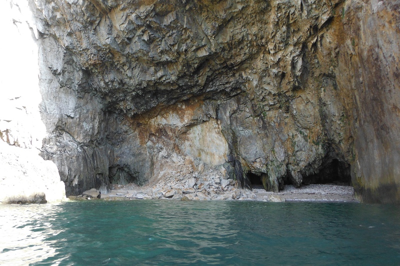  the rock fall at the back of the cave 