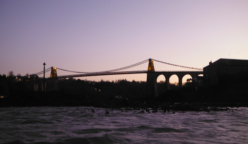  looking up to the Menai Bridge 