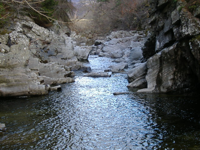 photograph taken looking down river towards the end of the gorge