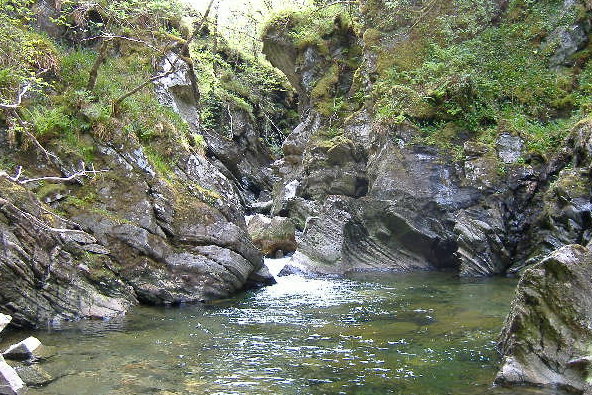 photograph looking up river at narrows