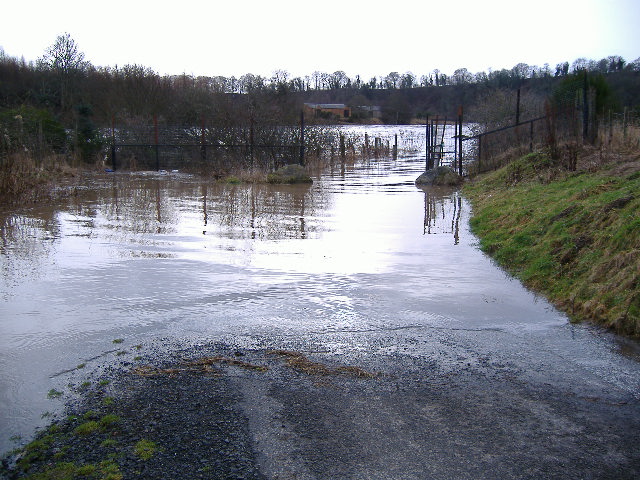 photograph showing the flooded car park