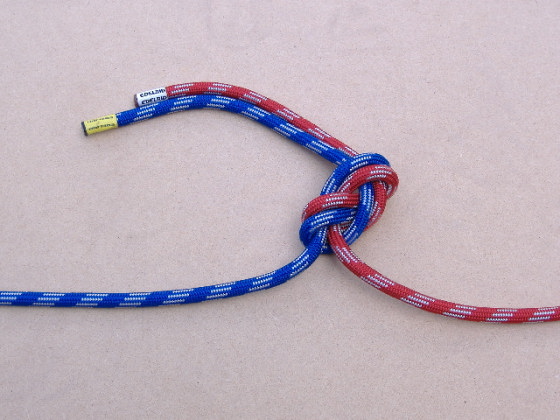 photograph of a figure-of-knot, tied as an offset knot