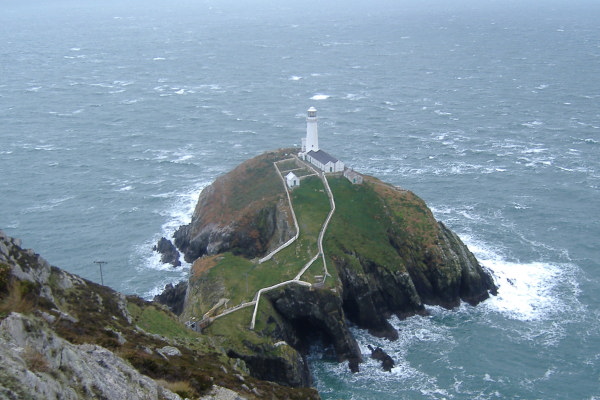 photograph looking down on South Stack and the lighthouse 