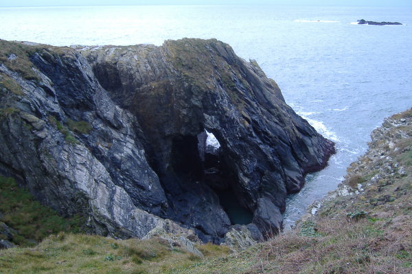 photograph of the hole through the rocks 