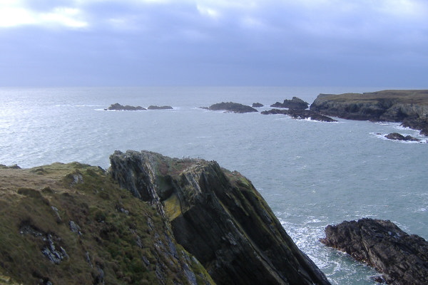 photograph looking towards the rocks at Penrhyn Mawr 