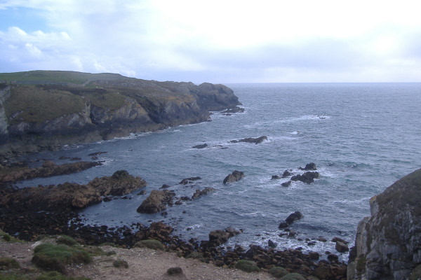 photograph looking up to Rhoscolyn Head 