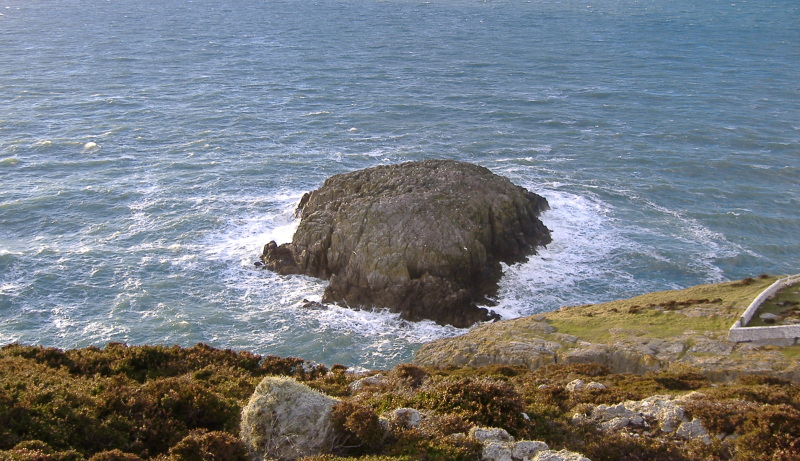 looking down on the rocky island just off North Stack  