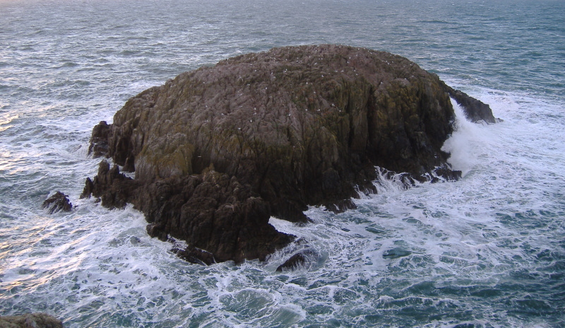 looking down on the rocky island just off North Stack  