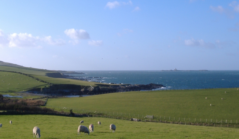  looking along the coast toward Carmel Head and out to the Skerries 