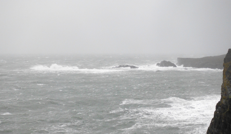  the wild conditions at Penrhyn Mawr 