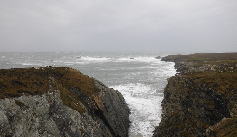  the wild conditions at Penrhyn Mawr 