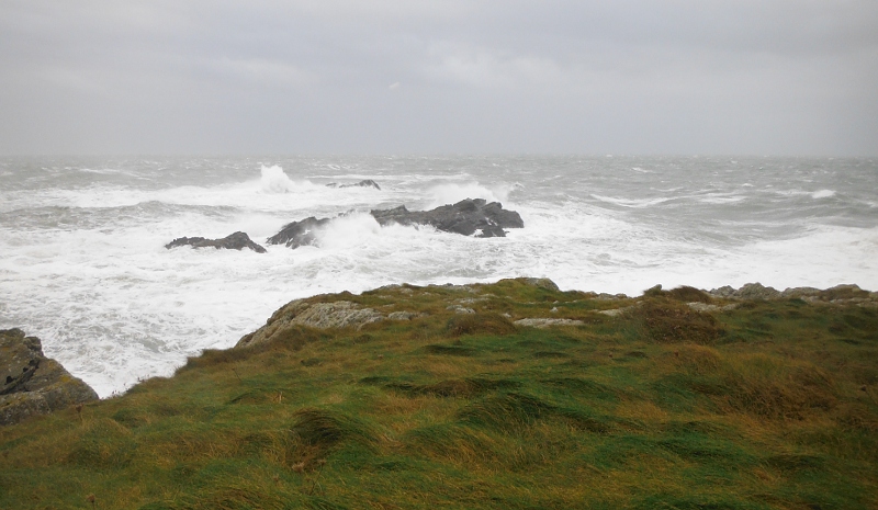  the wild conditions at Penrhyn Mawr 