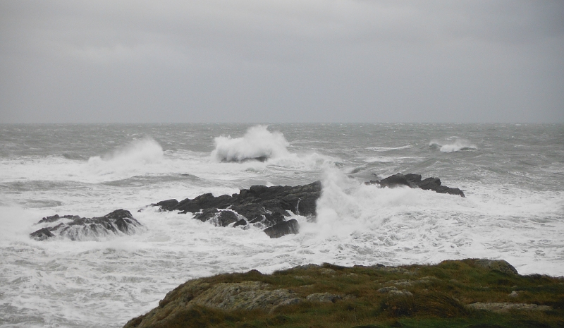  the wild conditions at Penrhyn Mawr 