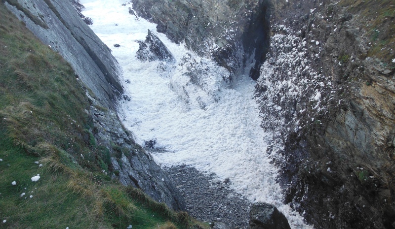  masses of foam in the gully 