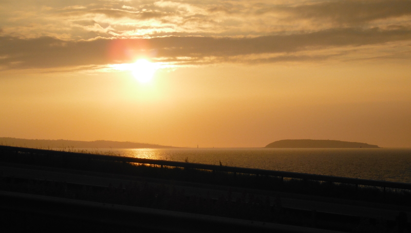 looking over to the sunset over Penmon and Puffin Island 