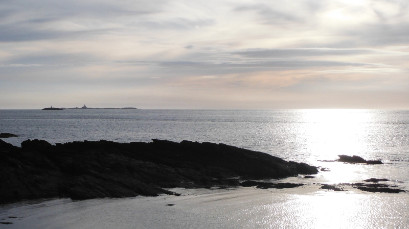 looking out from Cemlyn to West Mouse and the Skerries 