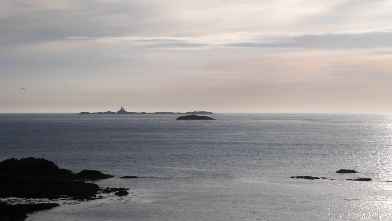 looking out from Cemlyn to West Mouse and the Skerries 