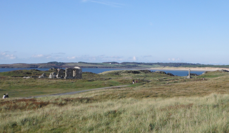  looking across the island past St Dwynwen`s Church 