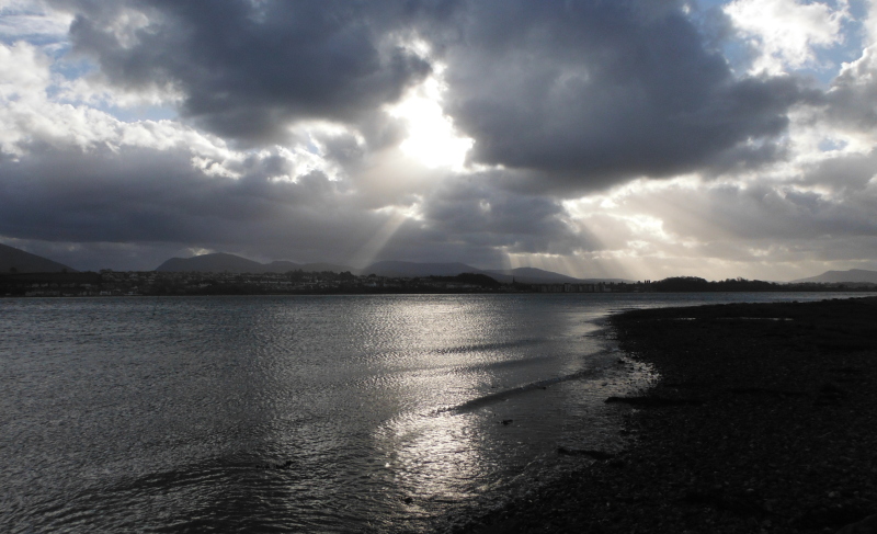  unusual lighting across the Menai Straits 