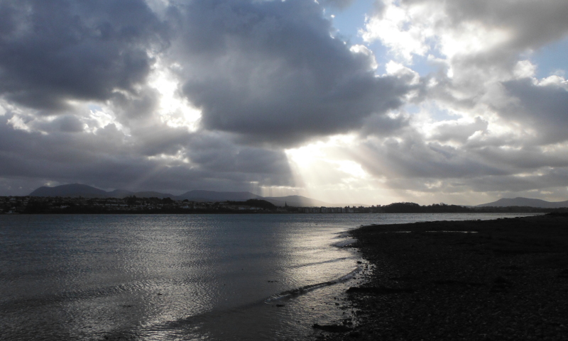  unusual lighting across the Menai Straits 