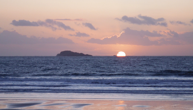  the sun setting beyond Carreg Rhoson 