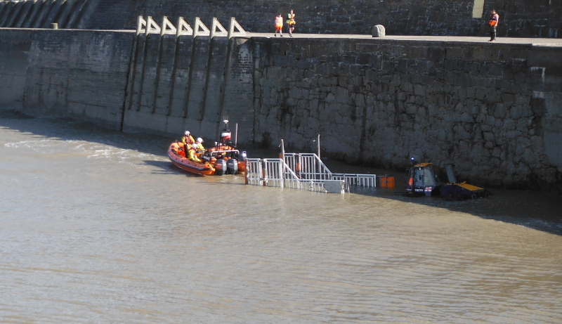  reversing the RIB into the trailer 