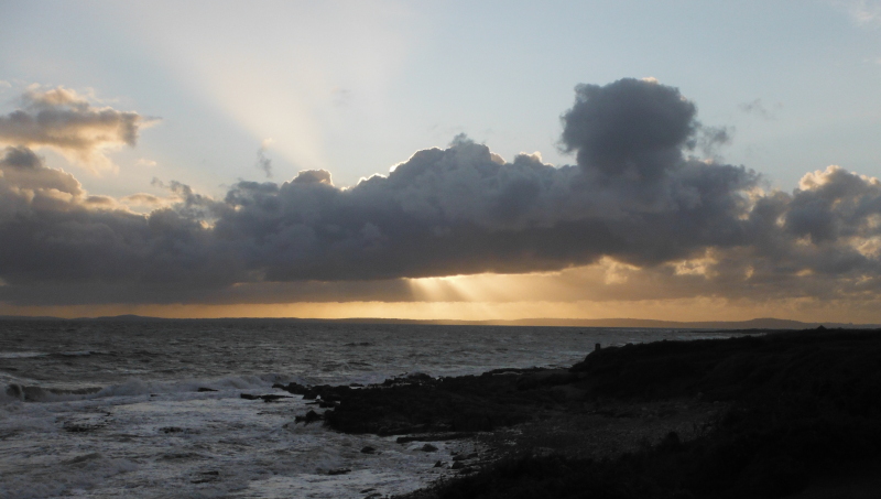  the sunset looking across Swansea Bay 