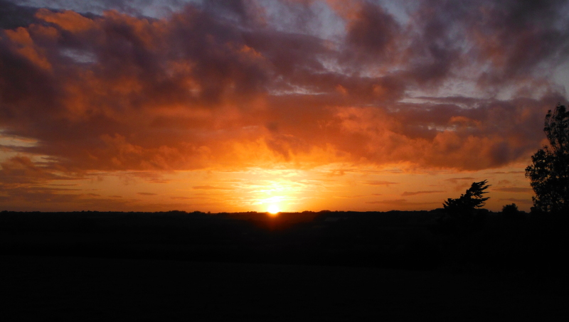  the setting sun, with a short burst of colour 