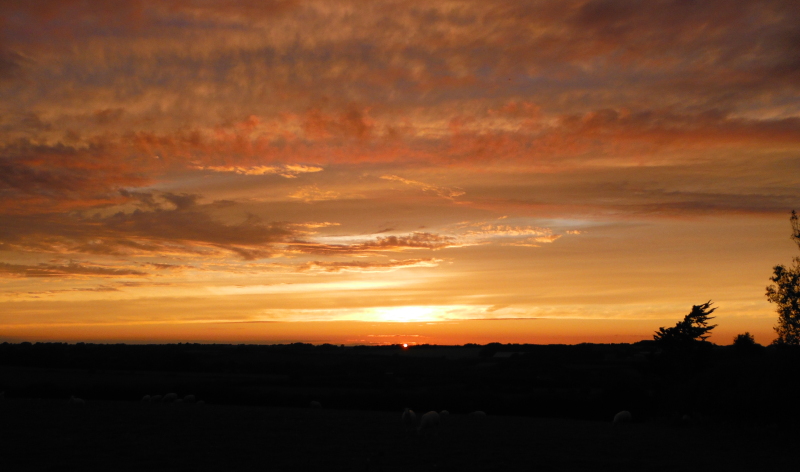  the sunset as the sun just drops down below the horizon 