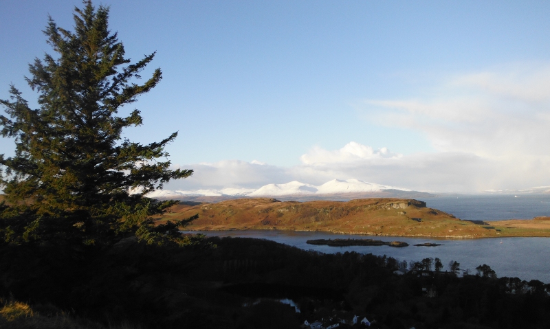  looking across Kerrera towards Mull, with the lone tree in the foreground 