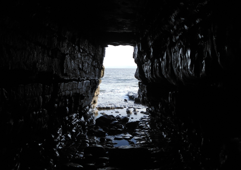  looking out of one of the caves 