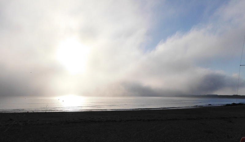  the fog backlit by the evening sun 