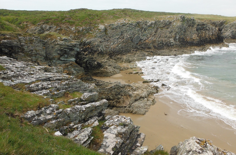  looking down on the sandy beach 