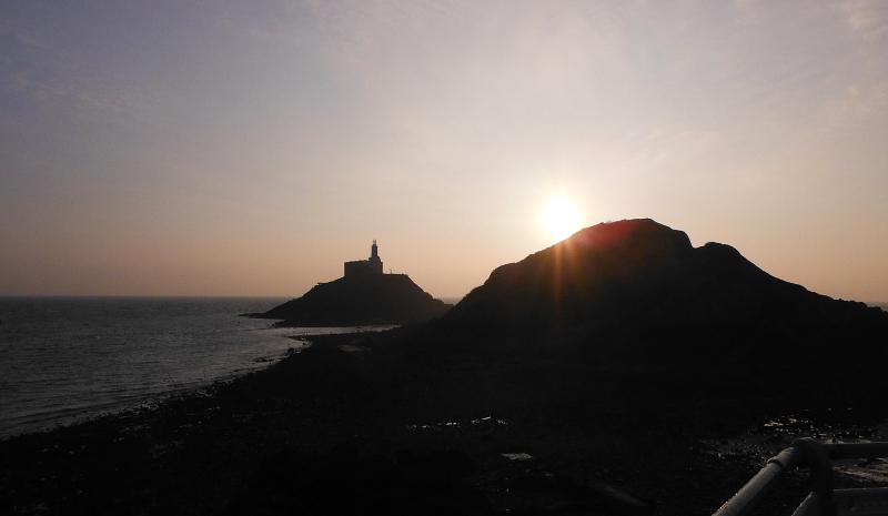  a lower view of Mumbles lighthouse 