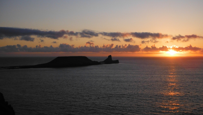  the sunset over Worms Head 