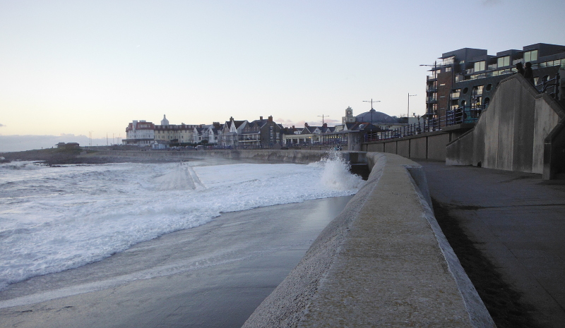  the sea covering the artificial beach 