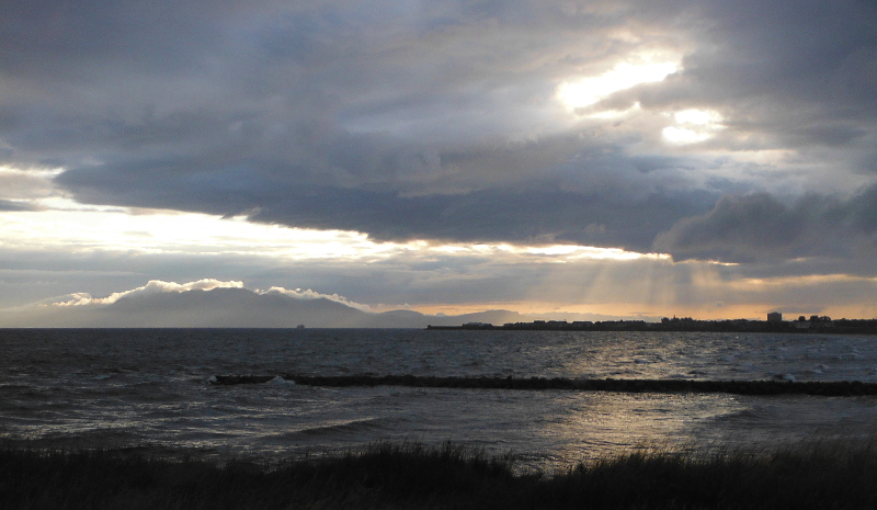  the lighting over Arran and Saltcoats  