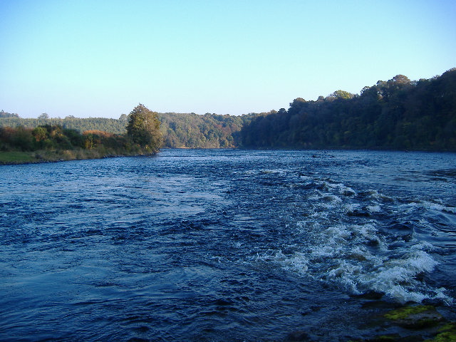 photograph taken looking down river from the weir